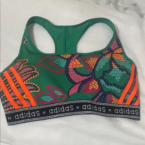 Adidas Women's Vibrant Green and Orange Swim Top - Picture 1 of 8